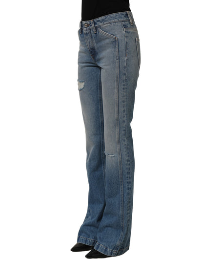 Dolce & Gabbana Blue Cotton Boot Cut Denim Trouser Jeans