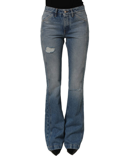 Dolce & Gabbana Blue Cotton Boot Cut Denim Trouser Jeans