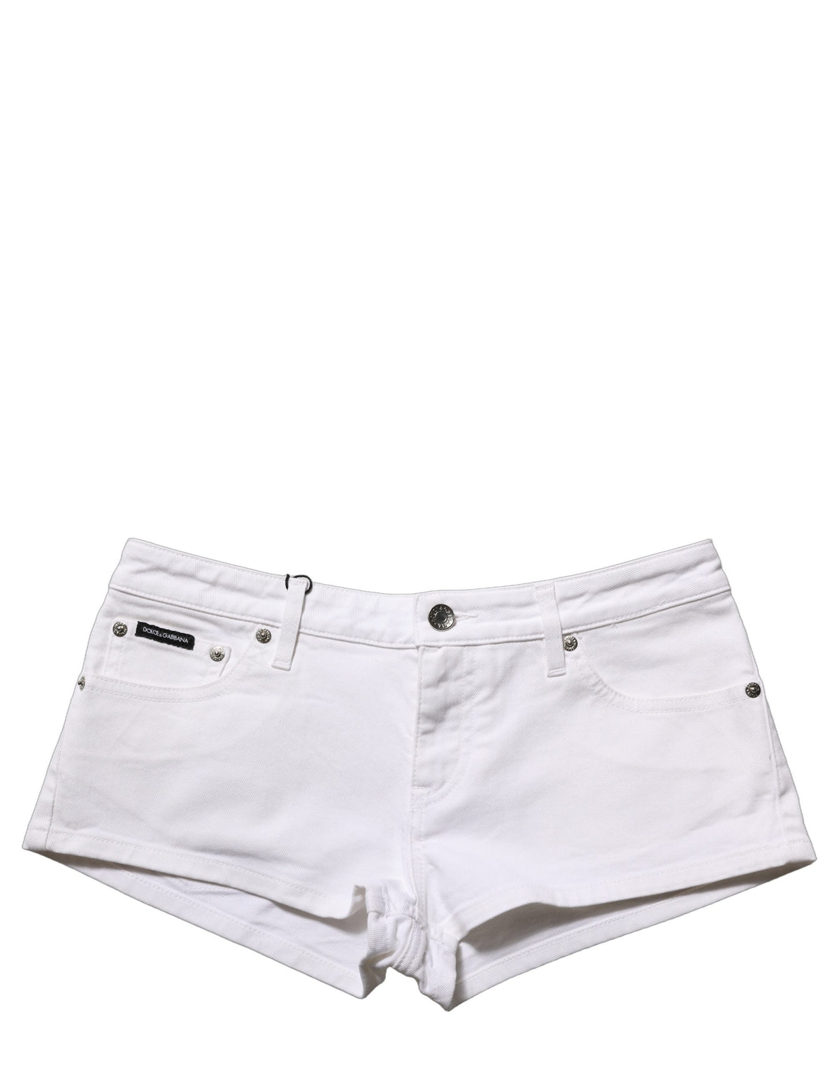 Dolce & Gabbana Women's Slim Low Rise Denim Cotton Shorts - White