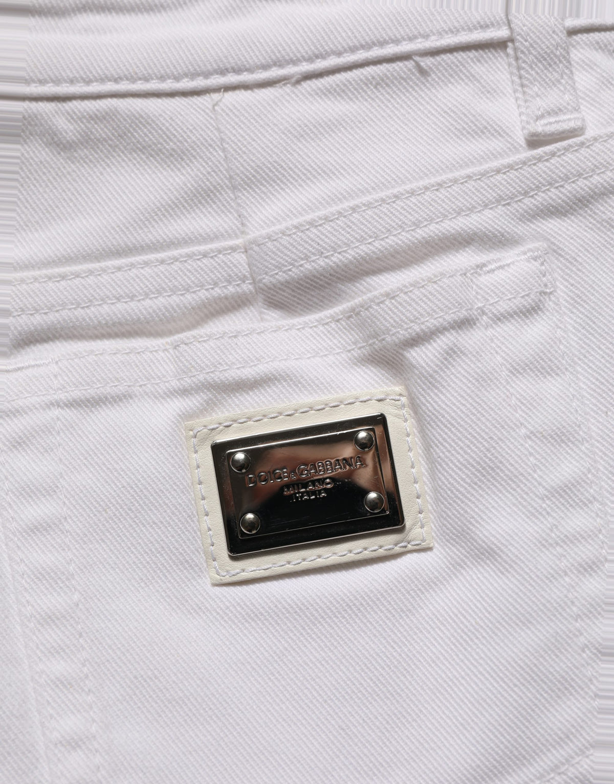 Dolce & Gabbana Women's Slim Low Rise Denim Cotton Shorts - White