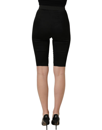 Dolce & Gabbana Black Nylon HighWaist Elastic Waistband Shorts