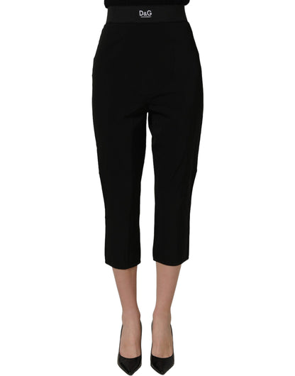 Dolce & Gabbana Black Viscose High Waist Capri Trouser Pants