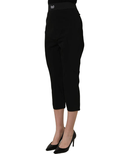 Dolce & Gabbana Black Viscose High Waist Capri Trouser Pants