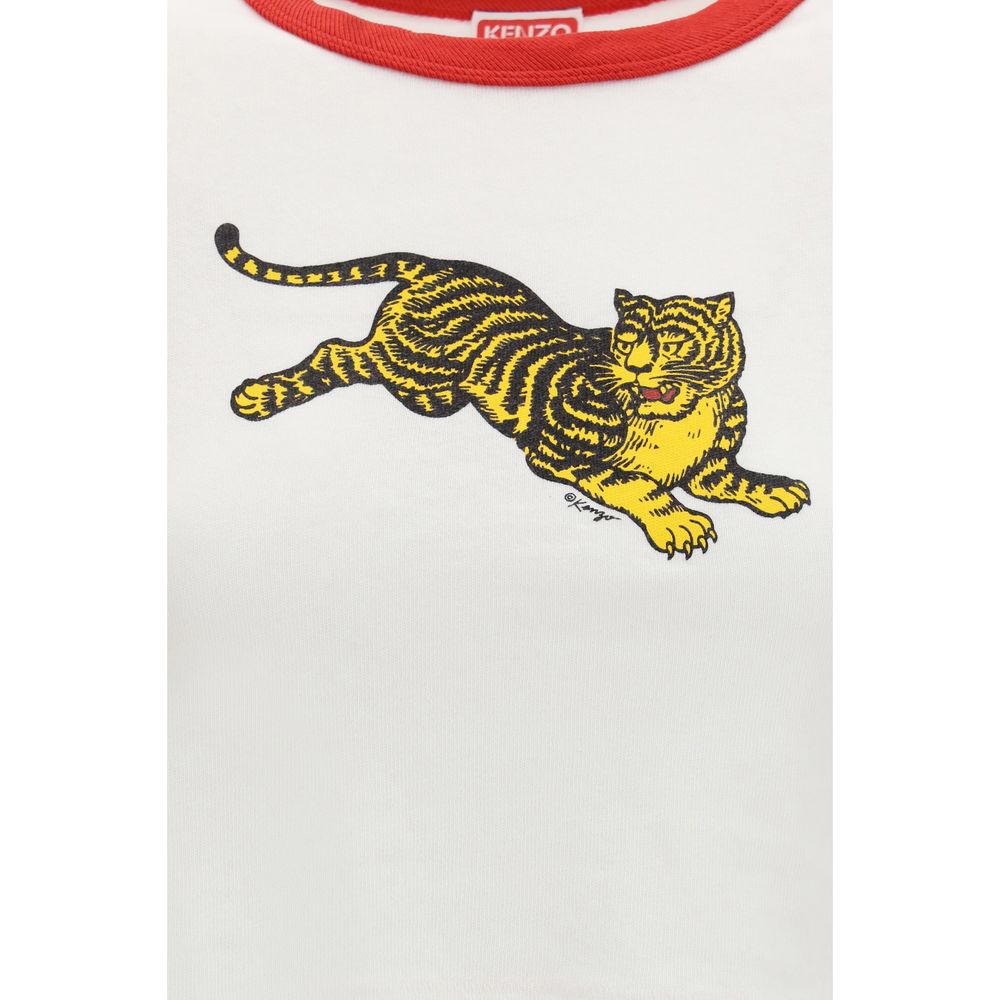 Activewear T-Shirt by Kenzo for women in cotton white & print features a versatile silhouette, showcasing a versatile and detailed with high-performance for a premium look.