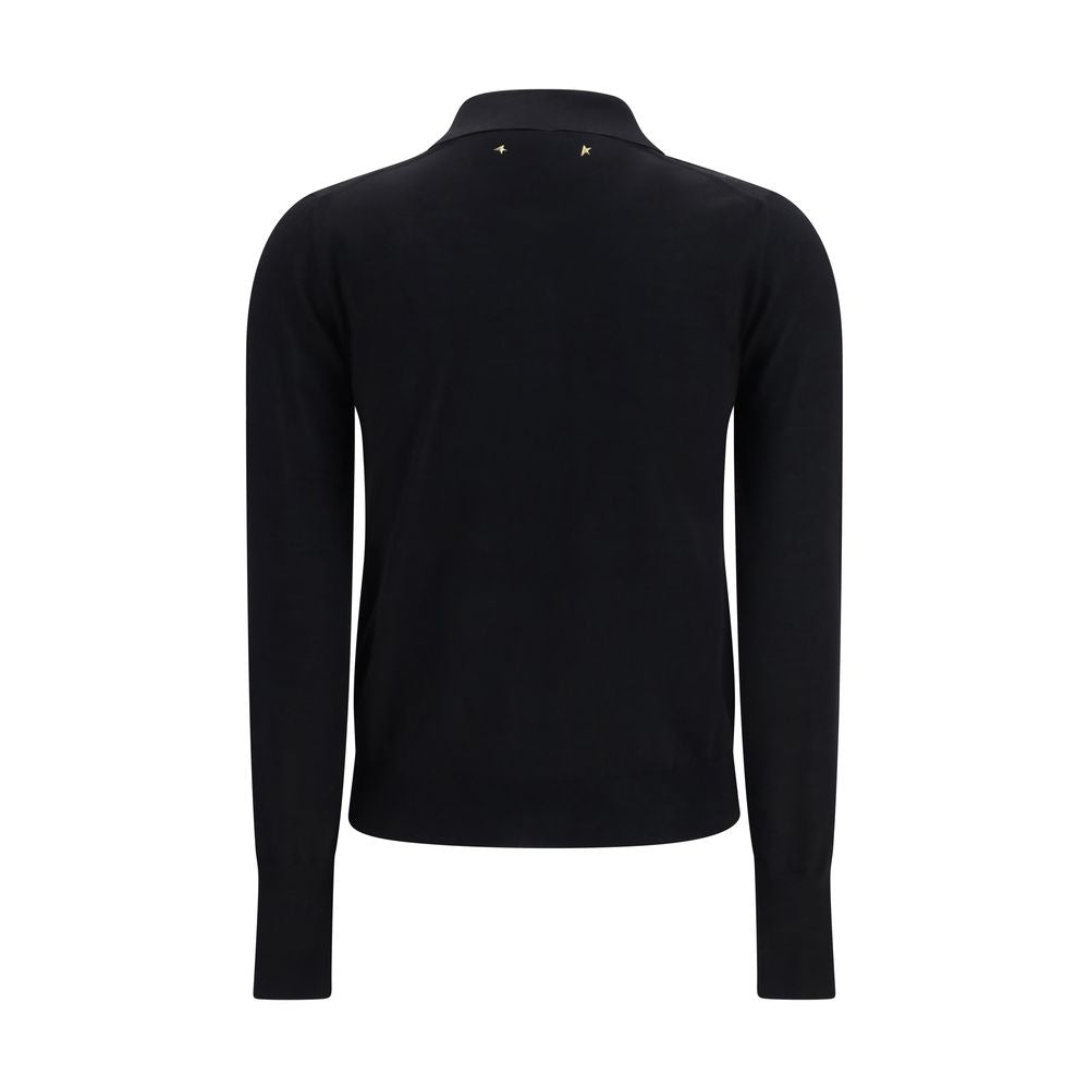 Polo Shirt by Golden Goose for women in merino wool black & signature presents a distinguished silhouette, showcasing a sophisticated and distinguished for a truly distinguished finish.
