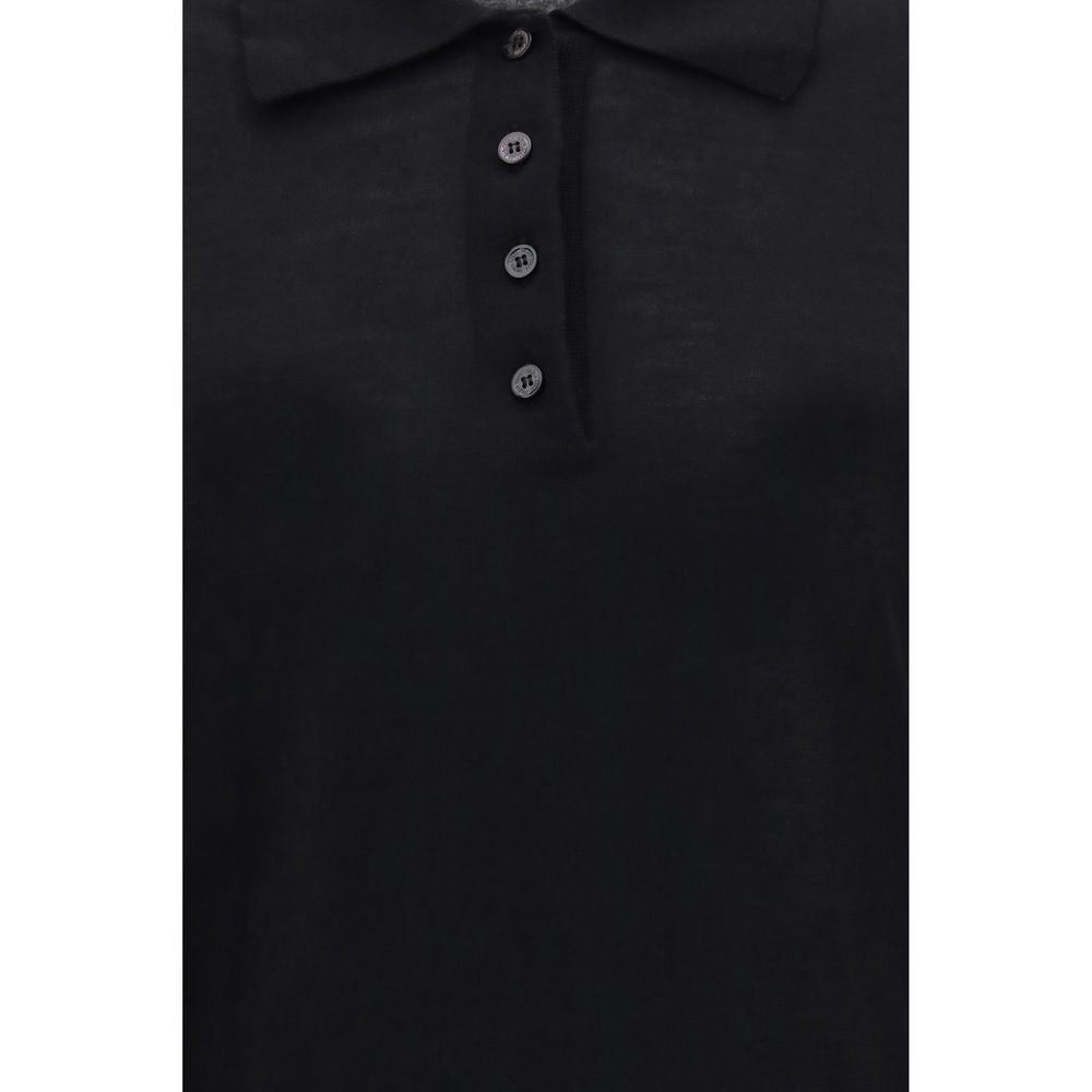 Polo Shirt by Golden Goose for women in merino wool black & signature presents a sleek silhouette, featuring a refined and for a sleek finish.