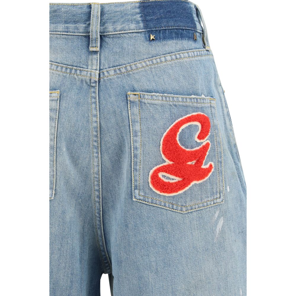 Golden Goose Women's Boyfriend Oversized Denim Cotton Jeans - Blue