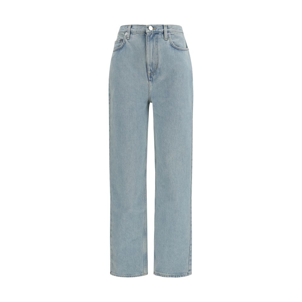 Jeans by Loulou De Saison for women in organic cotton denim blue features an sophisticated mid rise and straight-leg & regular-fit with a precise long, creating a sophisticated and sophisticated silhouette.
