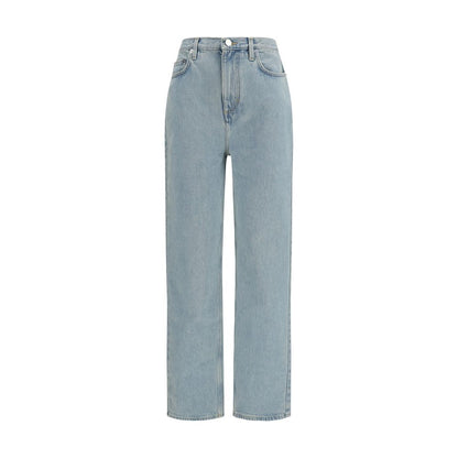 Jeans by Loulou De Saison for women in organic cotton denim blue features an sophisticated mid rise and straight-leg & regular-fit with a precise long, creating a sophisticated and sophisticated silhouette.