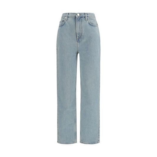 Jeans by Loulou De Saison for women in organic cotton denim blue features an sophisticated mid rise and straight-leg & regular-fit with a precise long, creating a sophisticated and sophisticated silhouette.