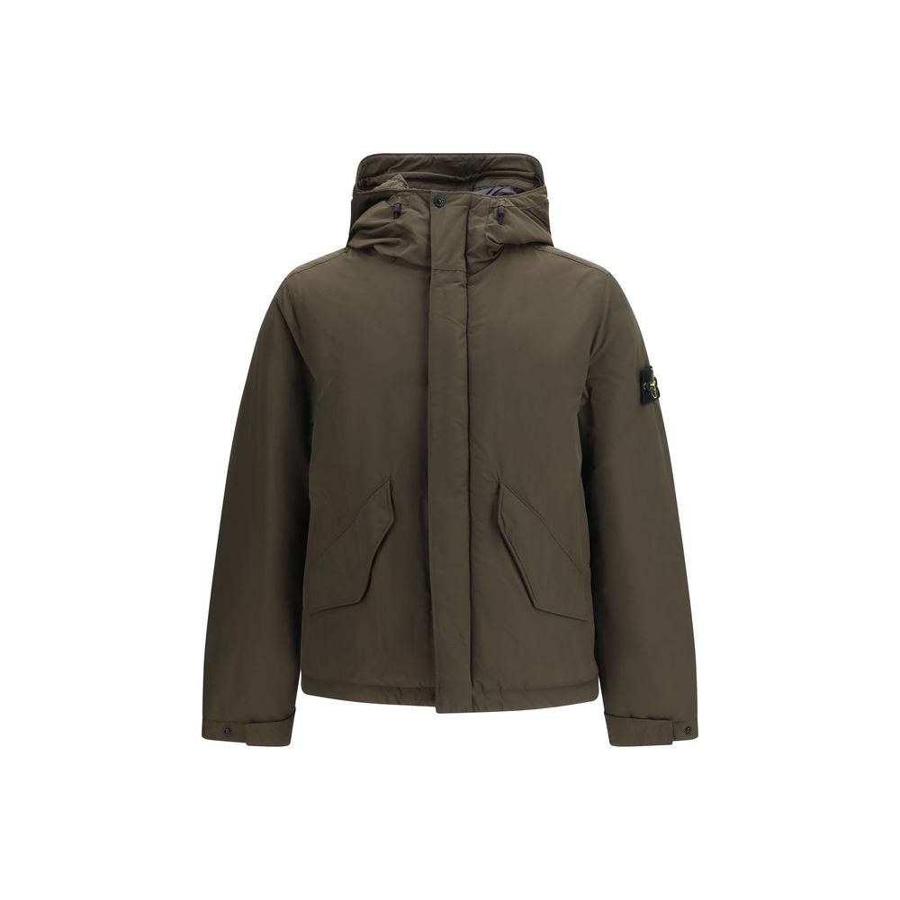 Hooded Windbreaker Jacket by Stone Island for men in polyamide polyester twill bicolour & signature features an perennial silhouette with a refined hooded neckline and perennial pockets, hooded, insulated & windproof for a sophisticated weather-resistant look.