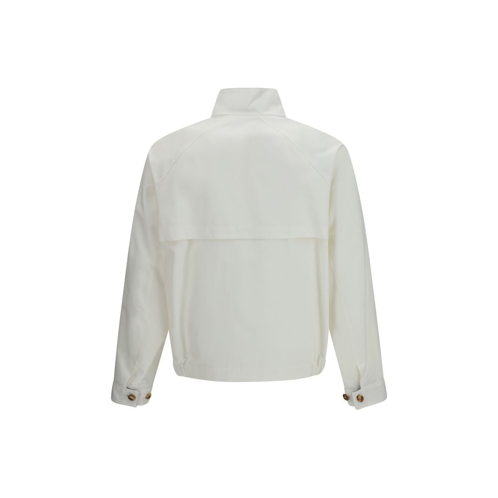 Overcoat by Brunello Cucinelli for men in polyamide cotton white presents a luxurious silhouette, showcasing a luxurious and sophisticated windproof for a premium, luxurious look.