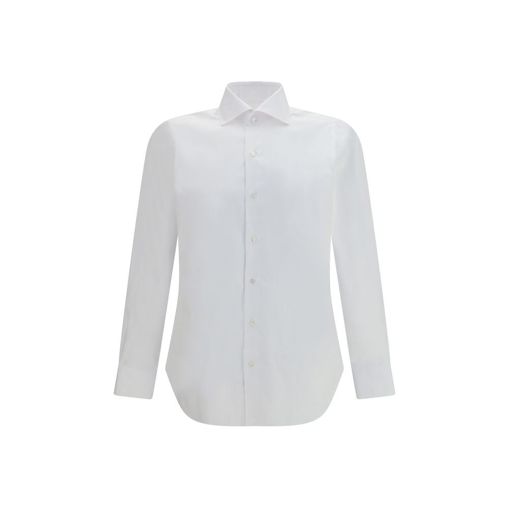 Dress Shirt by Finamore for men in cotton white features an architectural silhouette with a refined and elegant for a architectural look.