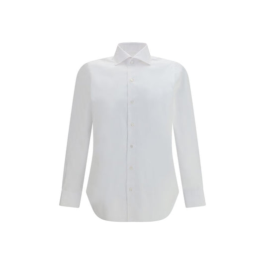 Dress Shirt by Finamore for men in cotton white features an architectural silhouette with a refined and elegant for a architectural look.