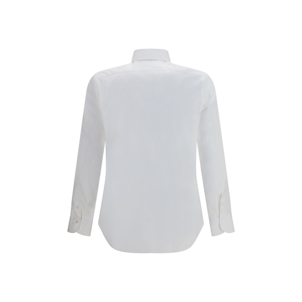 Dress Shirt by Finamore for men in cotton white features an architectural silhouette with a refined and elegant for a architectural look.