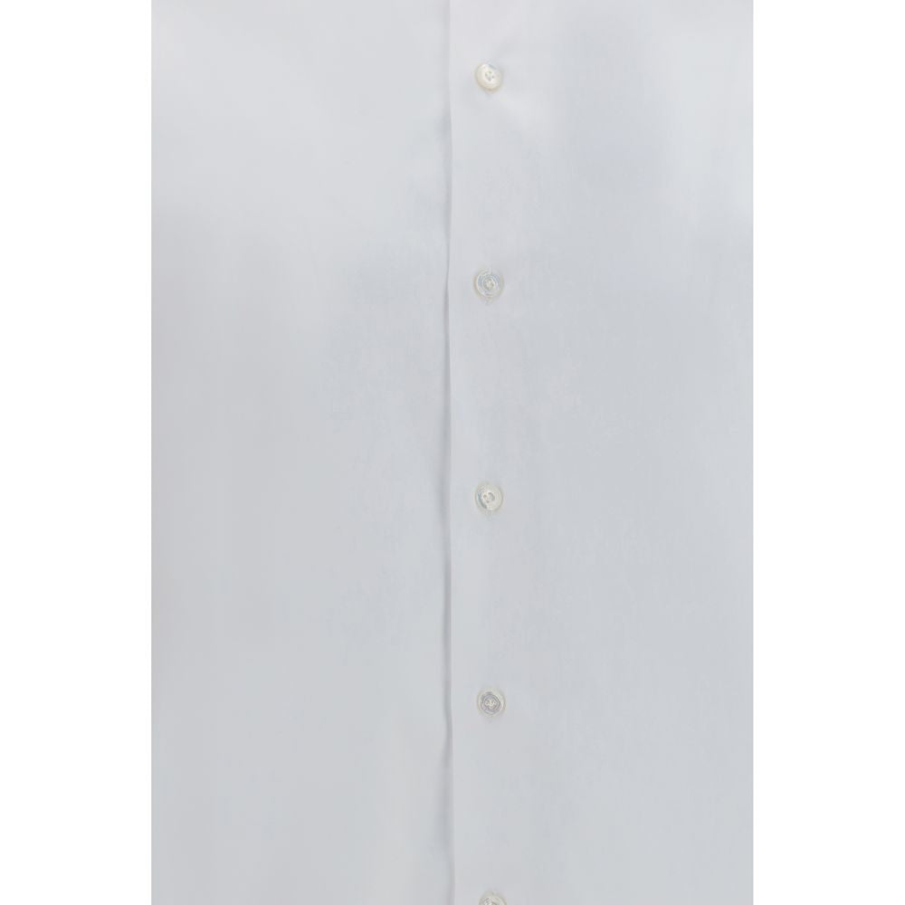 Dress Shirt by Finamore for men in cotton white showcases a sharp silhouette, elegantly detailed with a sharp and sharp .