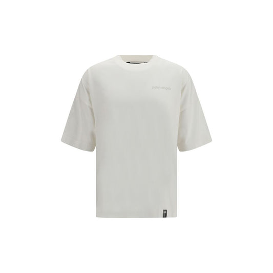 T-Shirt by Palm Angels for men in cotton white showcases a unassuming silhouette, artfully detailed with a refined crew neckline and unassuming short-sleeve for a sophisticated, contemporary look.