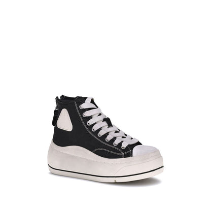 Sneakers by R13 for women in polyurethane cotton black presents a sumptuous silhouette, artfully capturing the essence of the 9 To 5 Women's High Top Polyurethane Cotton Sneakers with its sumptuous high-top style design.