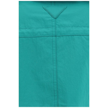 Hooded Cape by Prada for men in nylon fabric blue presents a cosy chic silhouette, meticulously detailed with distinctive pockets & hooded and a sophisticated for a truly cosy chic finish.