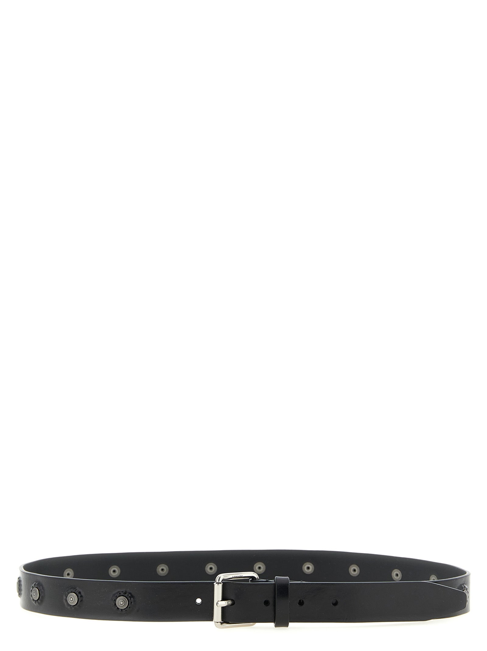 Belt by Lemaire for men in calfskin leather black & silver features an artisanal finish, elegantly showcasing the signature style and artisanal craftsmanship of the Calfskin Leather Belt design.