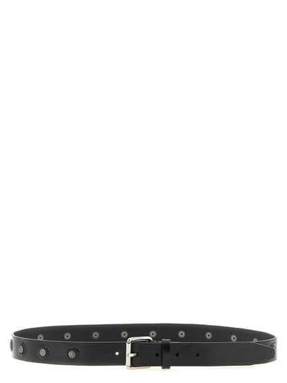 Belt by Lemaire for men in calfskin leather black & silver features an artisanal finish, elegantly showcasing the signature style and artisanal craftsmanship of the Calfskin Leather Belt design.