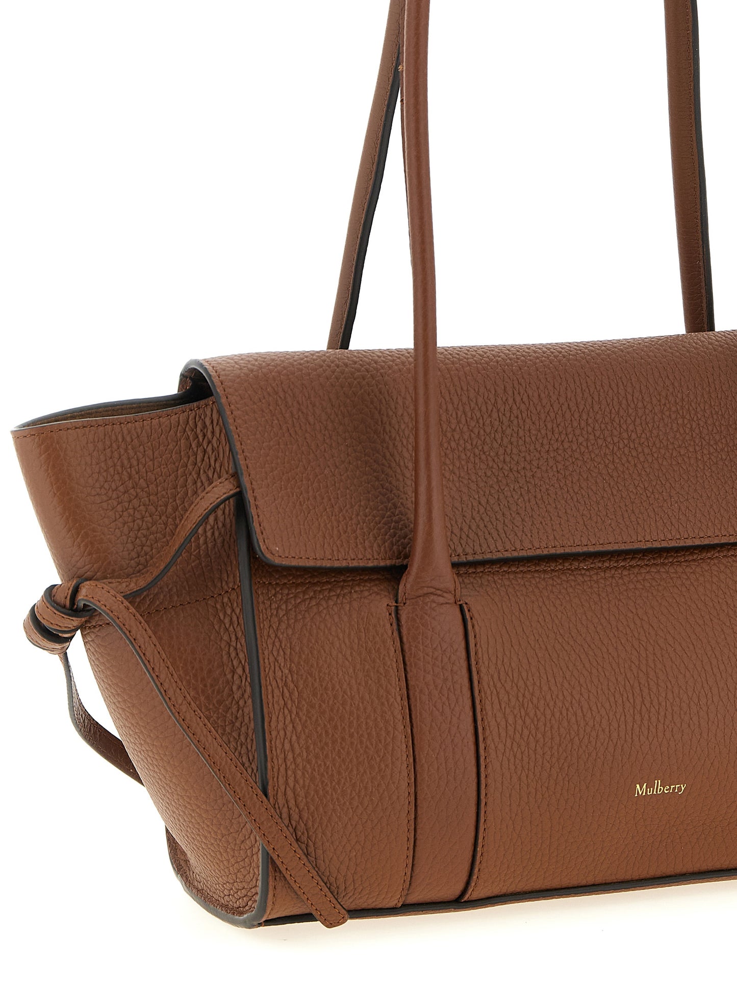 Small Shoulder Flap Bag by Mulberry for women in calfskin leather brown & gold features an effortlessly chic silhouette with a secure flap, ample , and versatile shoulder-strap & handle for effortlessly chic everyday luxury.