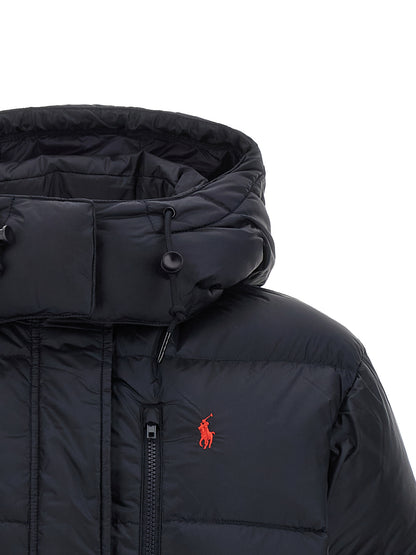 Hooded Puffer Jacket by Polo Ralph Lauren for women in nylon fabric navy, red & signature features an contemporary silhouette, showcasing a sophisticated hooded neckline and contemporary windproof, hooded & insulated for a truly refined look.
