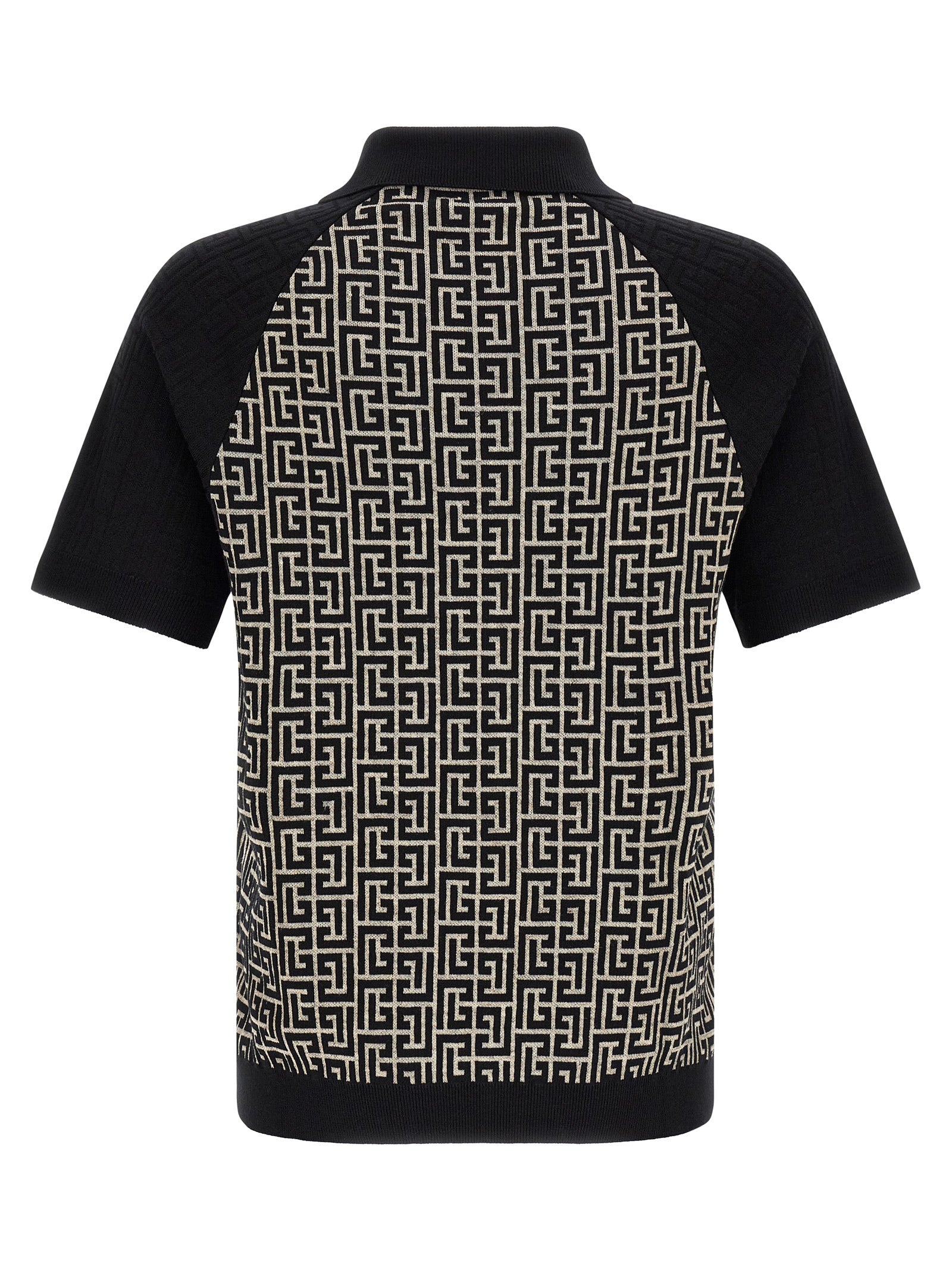 This Polo Shirt by Balmain for men in line polyamide cotton & viscose bicolour, black, white, jacquard & monogram presents a flawless silhouette, showcasing flawless detailing and a refined for a truly flawless aesthetic.
