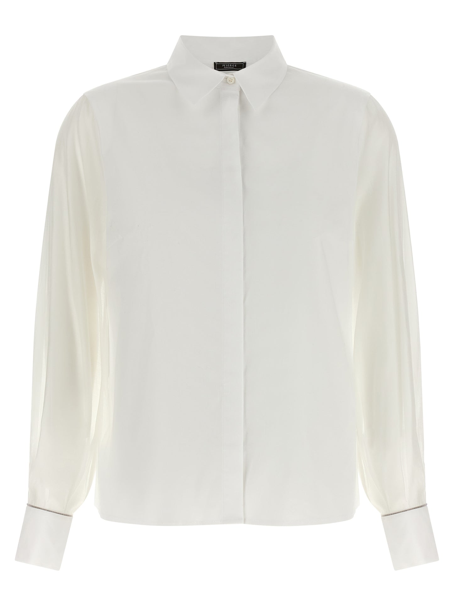 Blouse by Peserico for women in stretch cotton transparent, white & signature, featuring a nuanced and nuanced for a sophisticated finish.