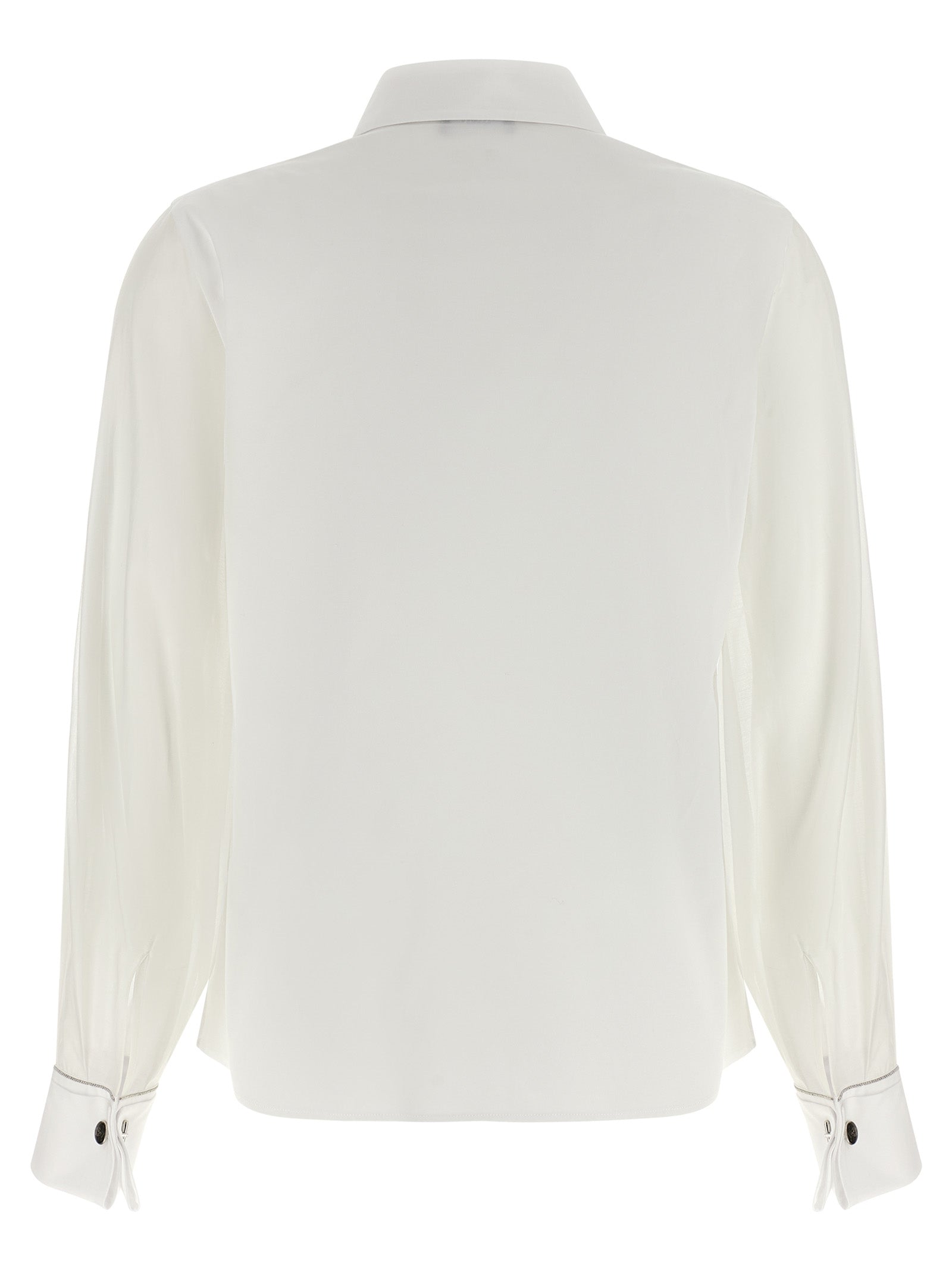 Blouse by Peserico for women in stretch cotton transparent, white & signature showcases a sleek silhouette, elegantly detailed with a sleek and for a sleek finish.