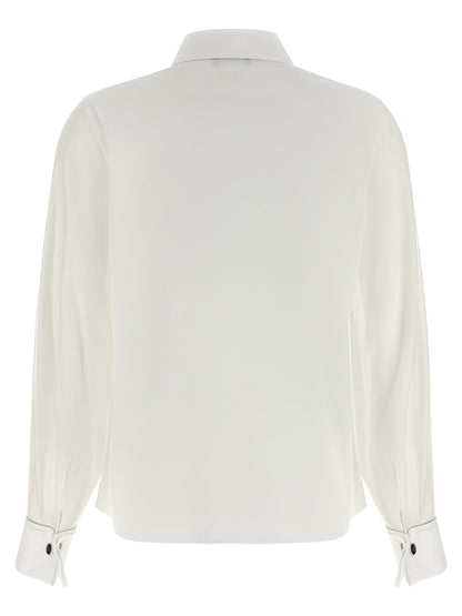 Blouse by Peserico for women in stretch cotton transparent, white & signature showcases a sleek silhouette, elegantly detailed with a sleek and for a sleek finish.