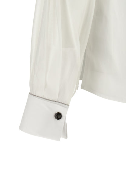 Blouse by Peserico for women in stretch cotton transparent, white & signature features an architectural silhouette with a refined and elegant for a architectural look.