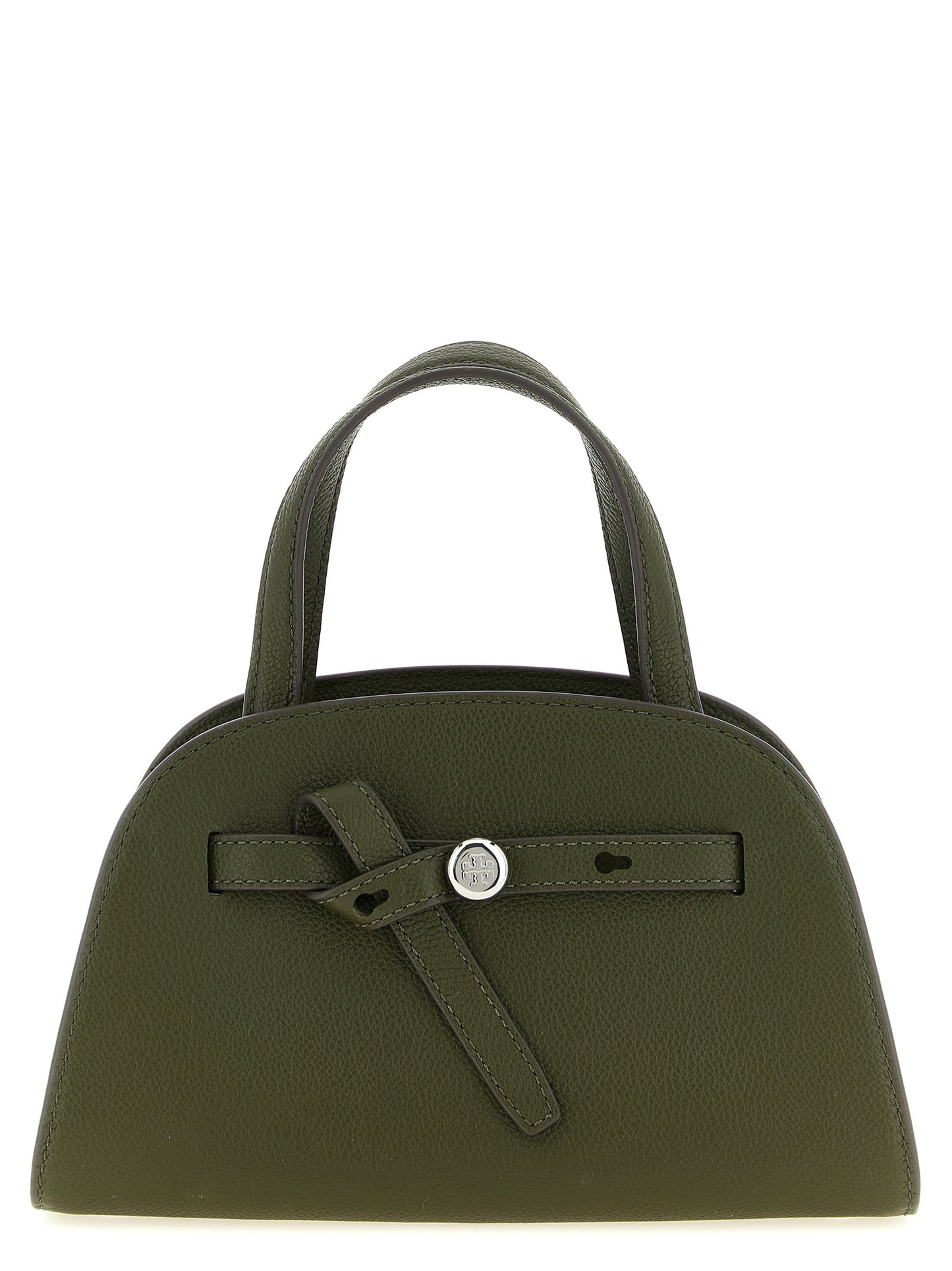 Small Crossbody Pouch Handbag by Tory Burch for women in bos taurus cowhide leather brown & silver showcases a versatile sophistication silhouette, featuring a secure button, versatile sophistication , and versatile crossbody-strap, shoulder-strap, handle & adjustable-strap for a versatile sophistication finish.
