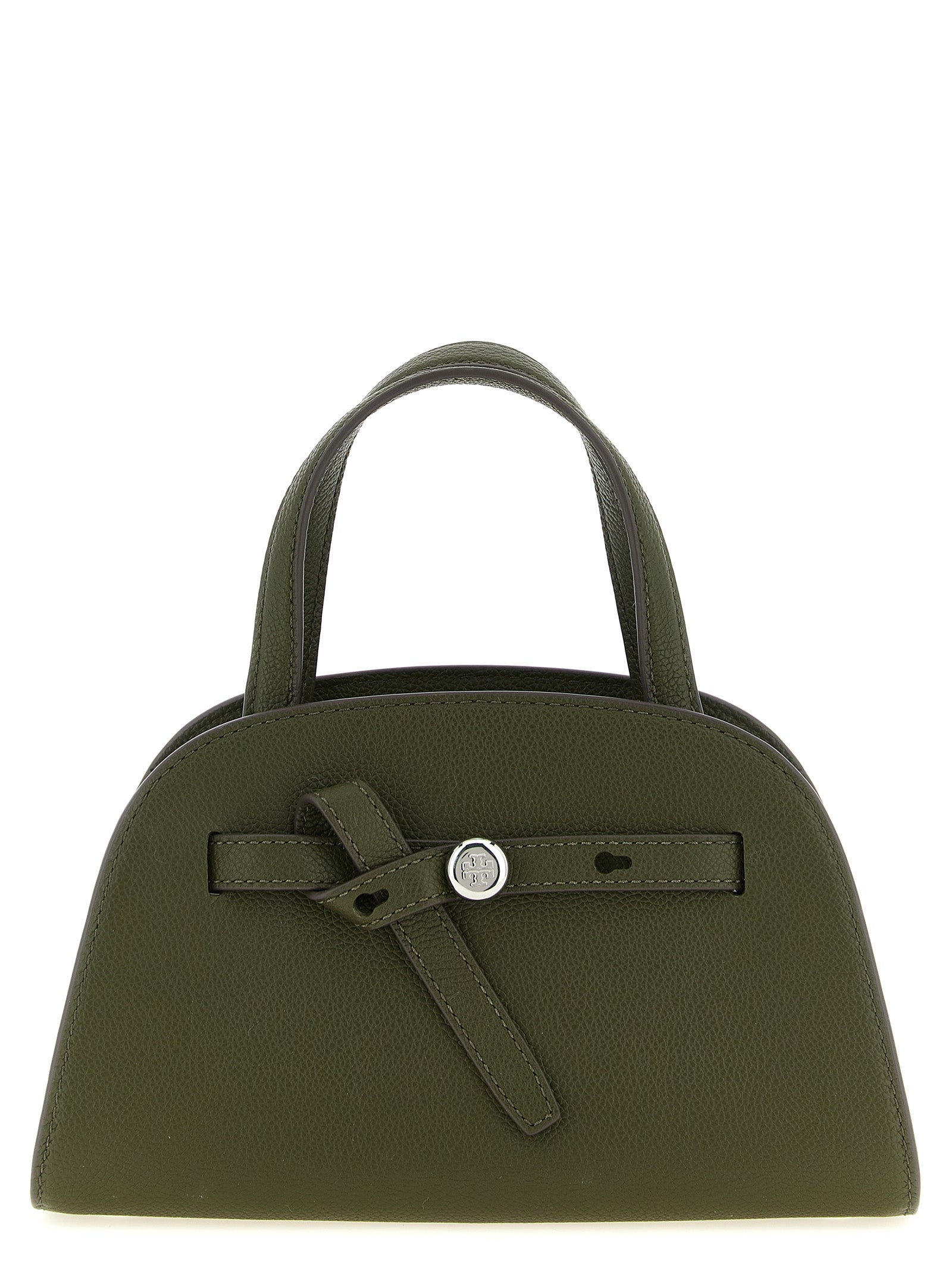 Small Crossbody Pouch Handbag by Tory Burch for women in bos taurus cowhide leather brown & silver showcases a versatile sophistication silhouette, featuring a secure button, versatile sophistication , and versatile crossbody-strap, shoulder-strap, handle & adjustable-strap for a versatile sophistication finish.