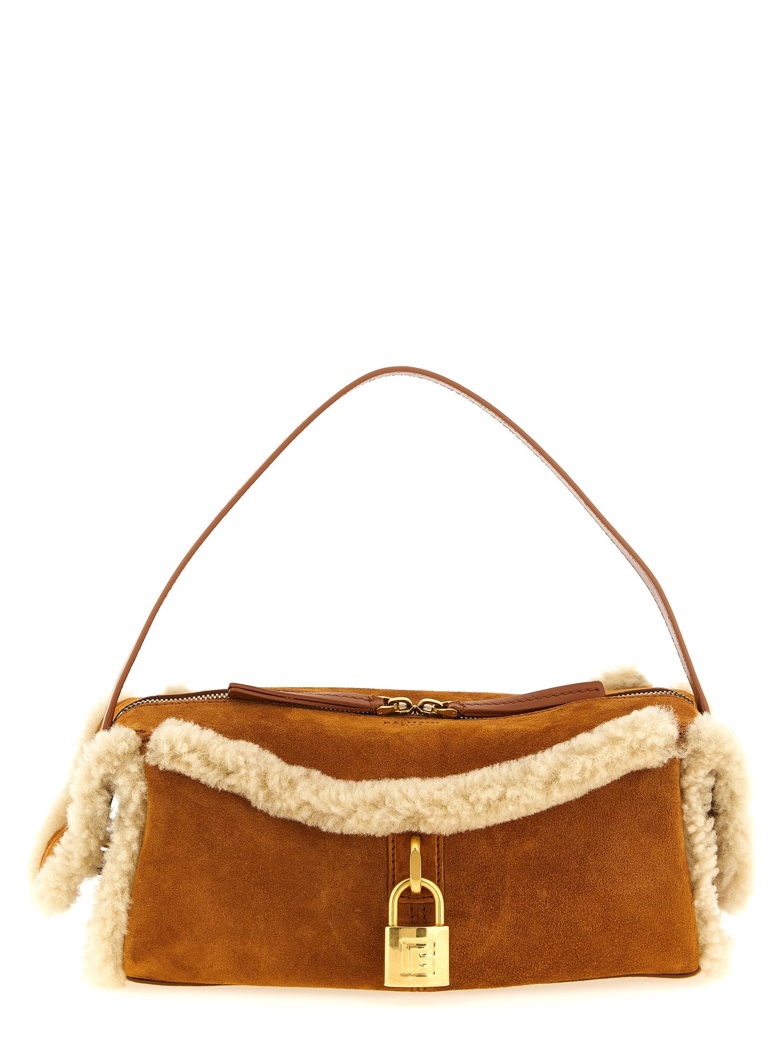 Small Shoulder Bag by Balmain for women in bos taurus calfskin leather & canvas brown & gold features a effortless chic silhouette with a secure , ample , and versatile shoulder-strap for a effortless chic finish.