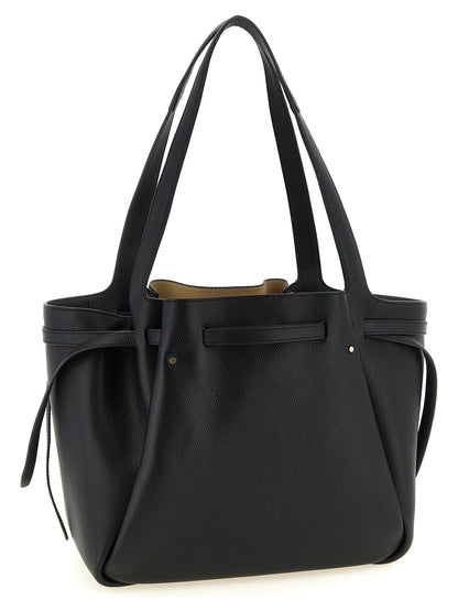 Tote Bag by Tory Burch for women in bos taurus cowhide leather black & gold features a urban sophisticate Romy Bos Taurus Cowhide Leather Tote Bag design with a secure zipper, ample , and versatile handle for a urban sophisticate finish.