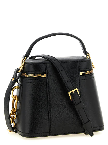 Vanity Handbag by Balmain for women in buffalo leather black & gold features a exquisite silhouette, showcasing a secure and exquisite cardholder with versatile shoulder-strap, handle & adjustable-strap for a exquisite finish.