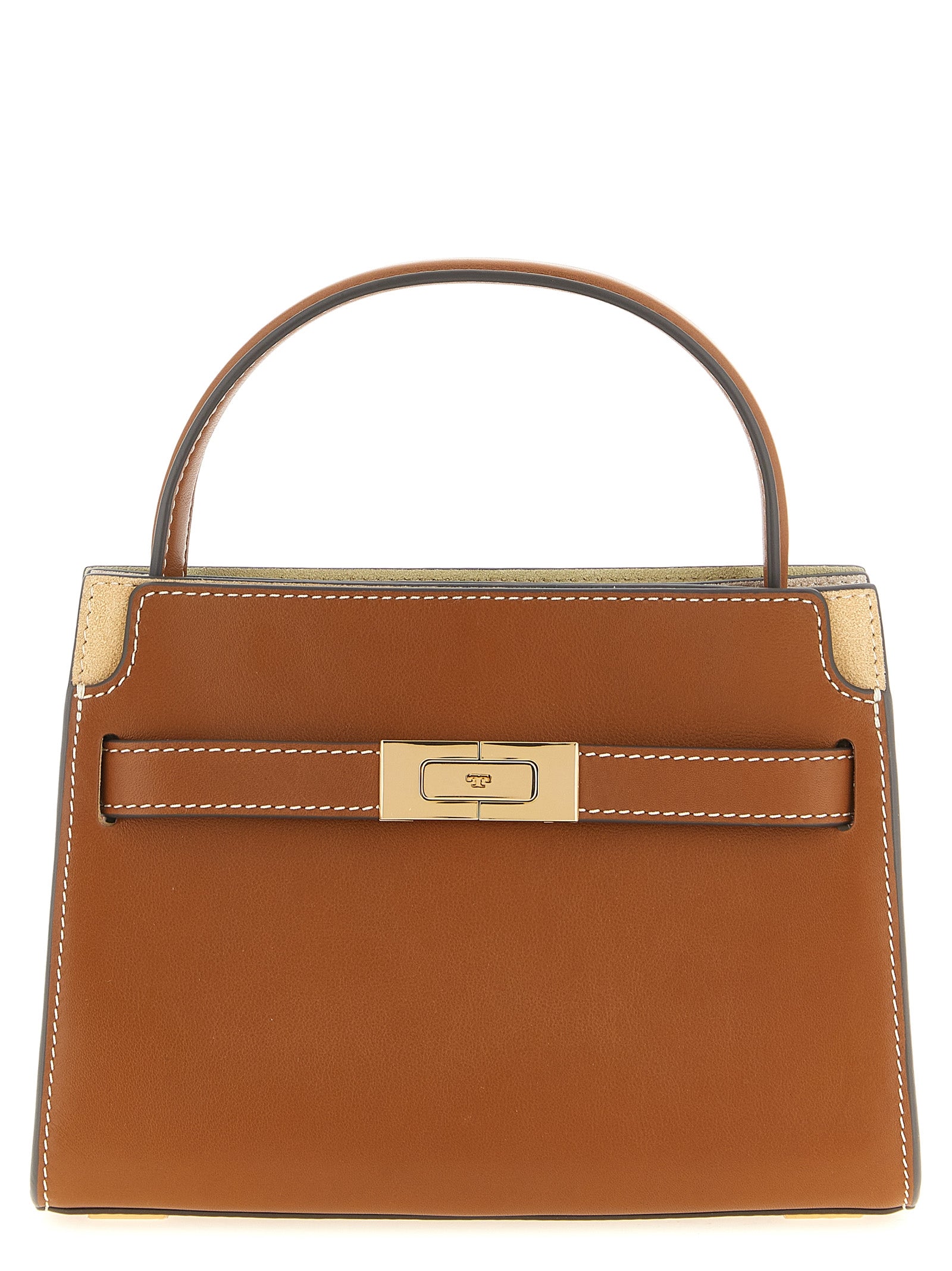 Compact Crossbody Handbag by Tory Burch for women in cowhide leather brown & gold showcases a versatile sophistication silhouette, featuring a secure , versatile sophistication , and versatile crossbody-strap, shoulder-strap, handle, adjustable-strap, detachable-strap & belt-strap for a versatile sophistication finish.