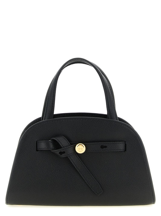 Small Crossbody Handbag by Tory Burch for women in bos taurus cowhide leather black, gold & signature features a versatile chic silhouette, meticulously detailed with a secure , ample , and versatile crossbody-strap, shoulder-strap, adjustable-strap & handle.