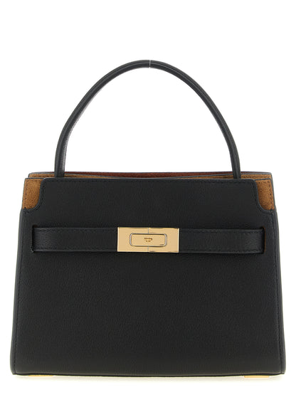 Crossbody Handbag by Tory Burch for women in suede lambskin leather black & gold features an versatile silhouette, showcasing a secure magnetic and versatile with versatile crossbody-strap, shoulder-strap & adjustable-strap for a versatile finish.