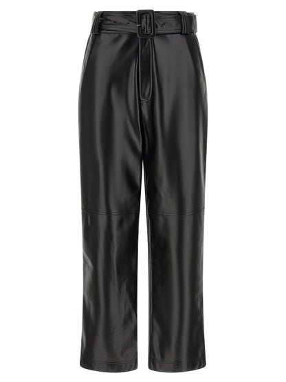 Trousers by Twinset for women in polyester leather black features a artisanal silhouette, showcasing a sophisticated cropped with a cropped and high rise for a artisanal finish.