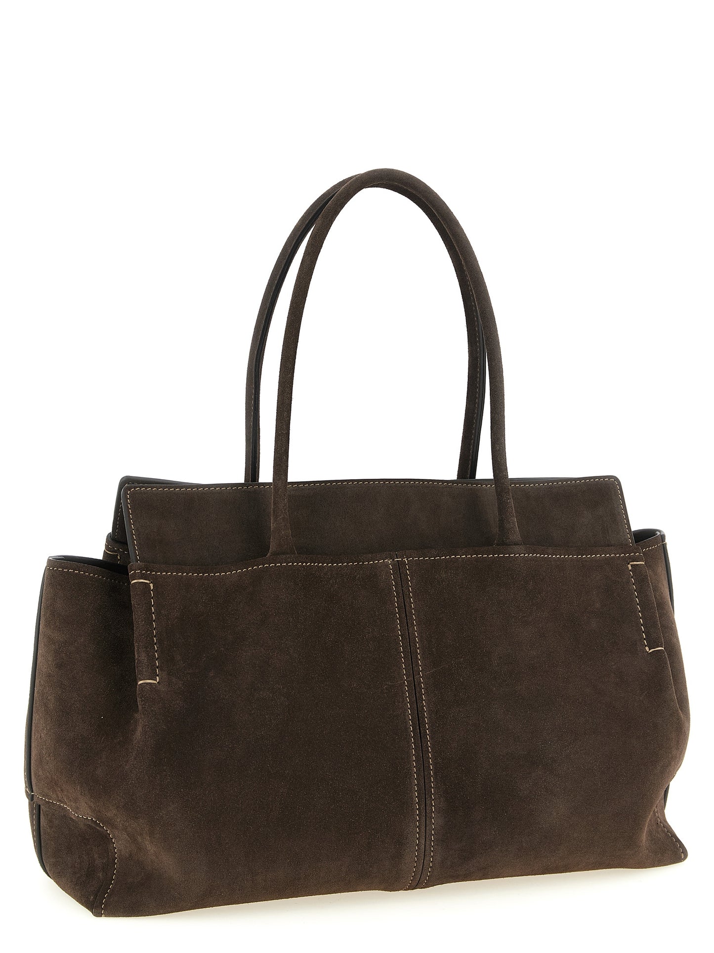 Mountain Backpack Handbag by Tod's for women in bos taurus suede calfskin leather brown features an refined silhouette, showcasing a secure zipper, ample , and versatile handle for a sophisticated refined aesthetic.