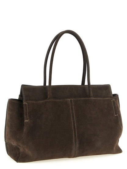 Mountain Backpack Handbag by Tod's for women in bos taurus suede calfskin leather brown features an refined silhouette, showcasing a secure zipper, ample , and versatile handle for a sophisticated refined aesthetic.