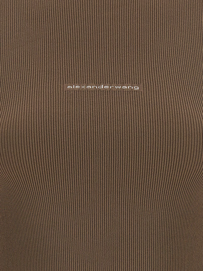 Cardigan by Alexander Wang for women in polyamide beige, brown & jacquard features an impeccable silhouette, showcasing a sophisticated and detail for a truly impeccable finish.