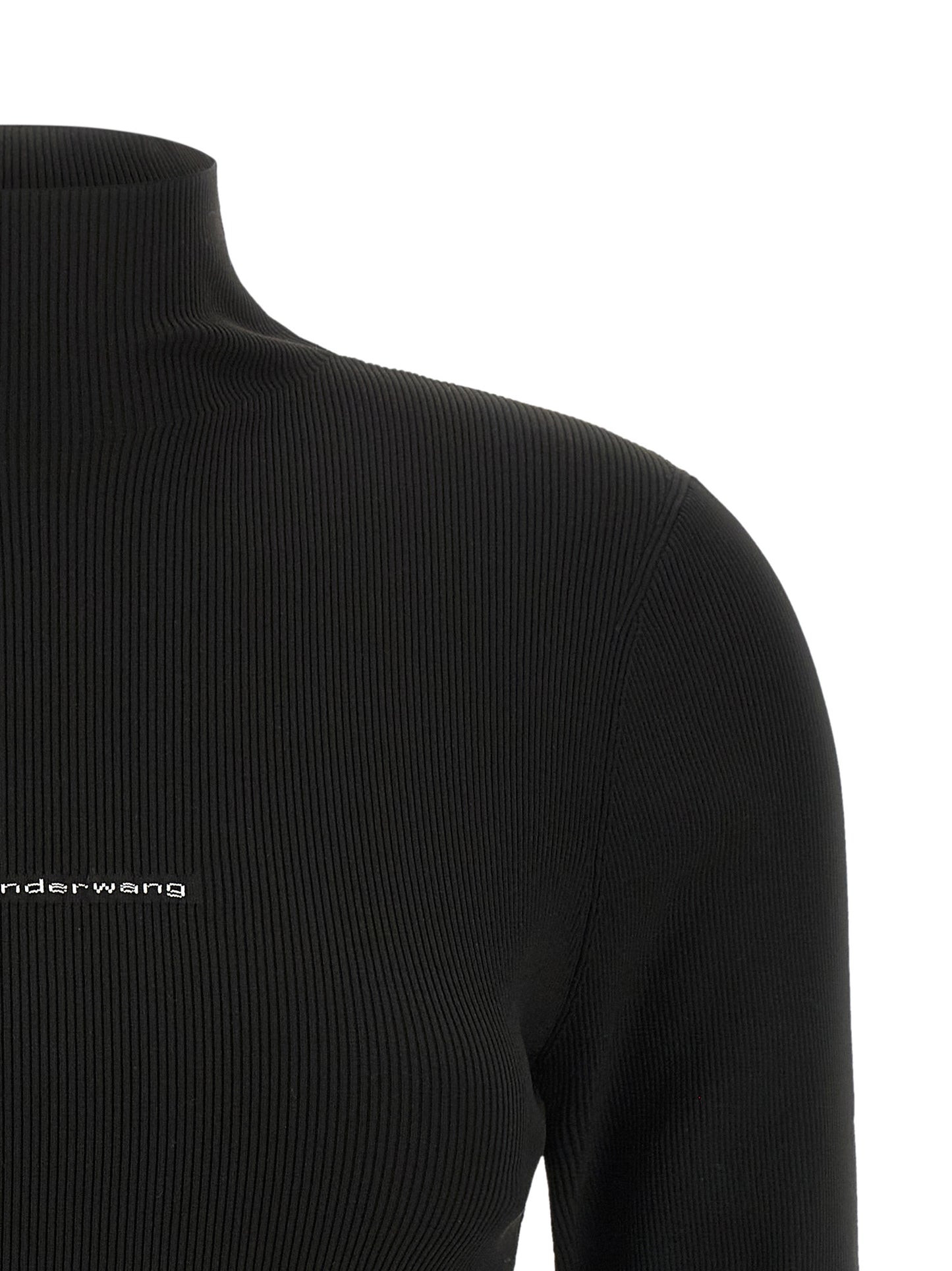 Cardigan by Alexander Wang for women in polyamide black, jacquard & signature showcases a luxurious silhouette, meticulously detailed with a sophisticated turtle high-neck neckline and for a refined finish.