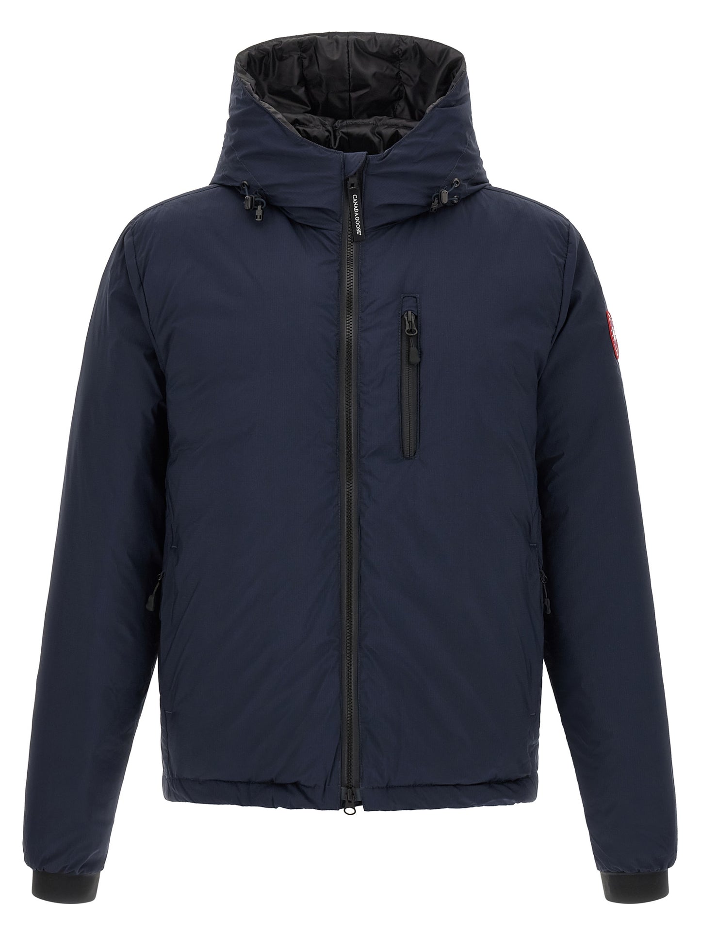 Hooded Overcoat by Canada Goose for men in polyamide navy presents a luxurious silhouette, showcasing a luxurious hooded neckline and sophisticated windproof, lightweight, pockets, hooded & insulated for a premium, luxurious look.
