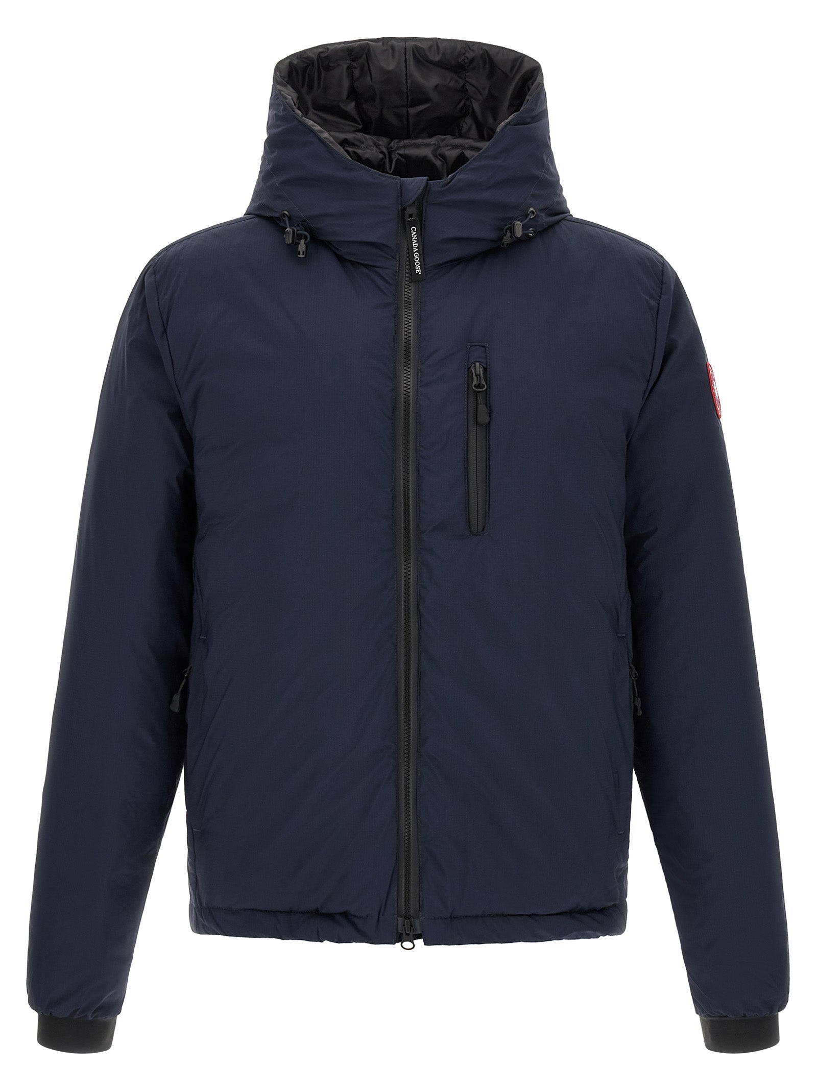Hooded Overcoat by Canada Goose for men in polyamide navy presents a luxurious silhouette, showcasing a luxurious hooded neckline and sophisticated windproof, lightweight, pockets, hooded & insulated for a premium, luxurious look.