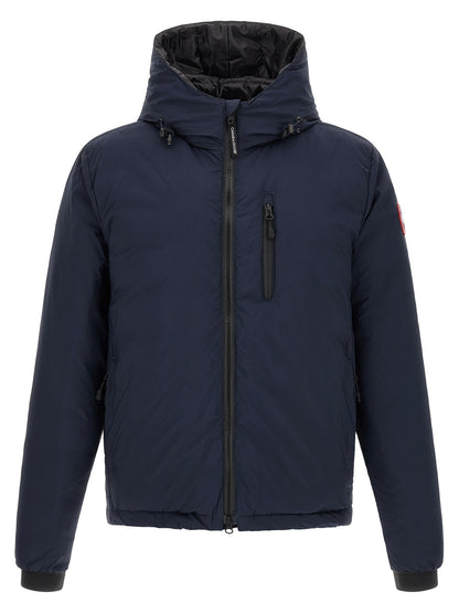 Hooded Overcoat by Canada Goose for men in polyamide navy presents a luxurious silhouette, showcasing a luxurious hooded neckline and sophisticated windproof, lightweight, pockets, hooded & insulated for a premium, luxurious look.