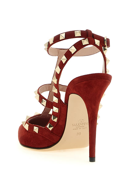 High-Heel Stiletto Pumps Heels by Valentino Garavani for women in suede calfskin leather multicolor & red features a effortlessly chic Rockstud Women's Suede Calfskin Leather High-Heel Stiletto Pumps Heels design with a sophisticated stiletto high-heel and elegant pointed toe style.