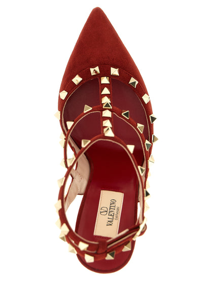 High-Heel Stiletto Pumps Heels by Valentino Garavani for women in suede calfskin leather and multicolor & red showcases a effortlessly elegant silhouette as Rockstud Women's Suede Calfskin Leather High-Heel Stiletto Pumps Heels, featuring a effortlessly elegant stiletto high-heel and a effortlessly elegant pointed toe style for an elegant look.